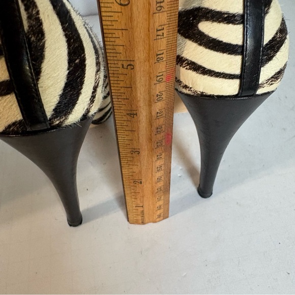 Saks Fifth Avenue Zebra Stripe Peep Toe Heels - Picture 6 of 10